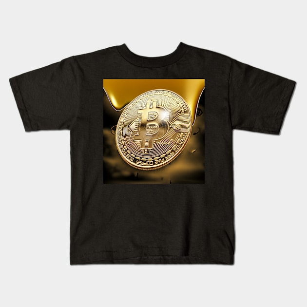 Bitcoin Gold Cryptocurrency Kids T-Shirt by PlanetMonkey